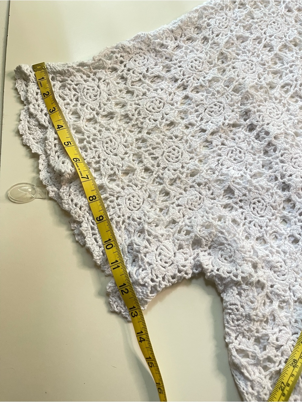 Jessica London White Crochet Open Front Cardigan Cover-Up Boho Lace Kimono Top - Picture 6 of 9
